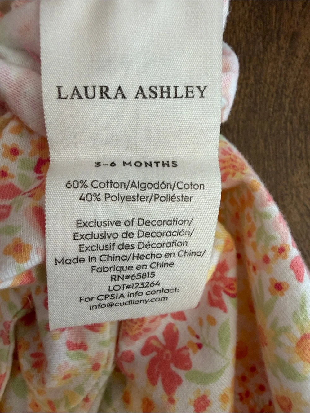 Laura Ashley Coral and Yellow Floral Baby Romper